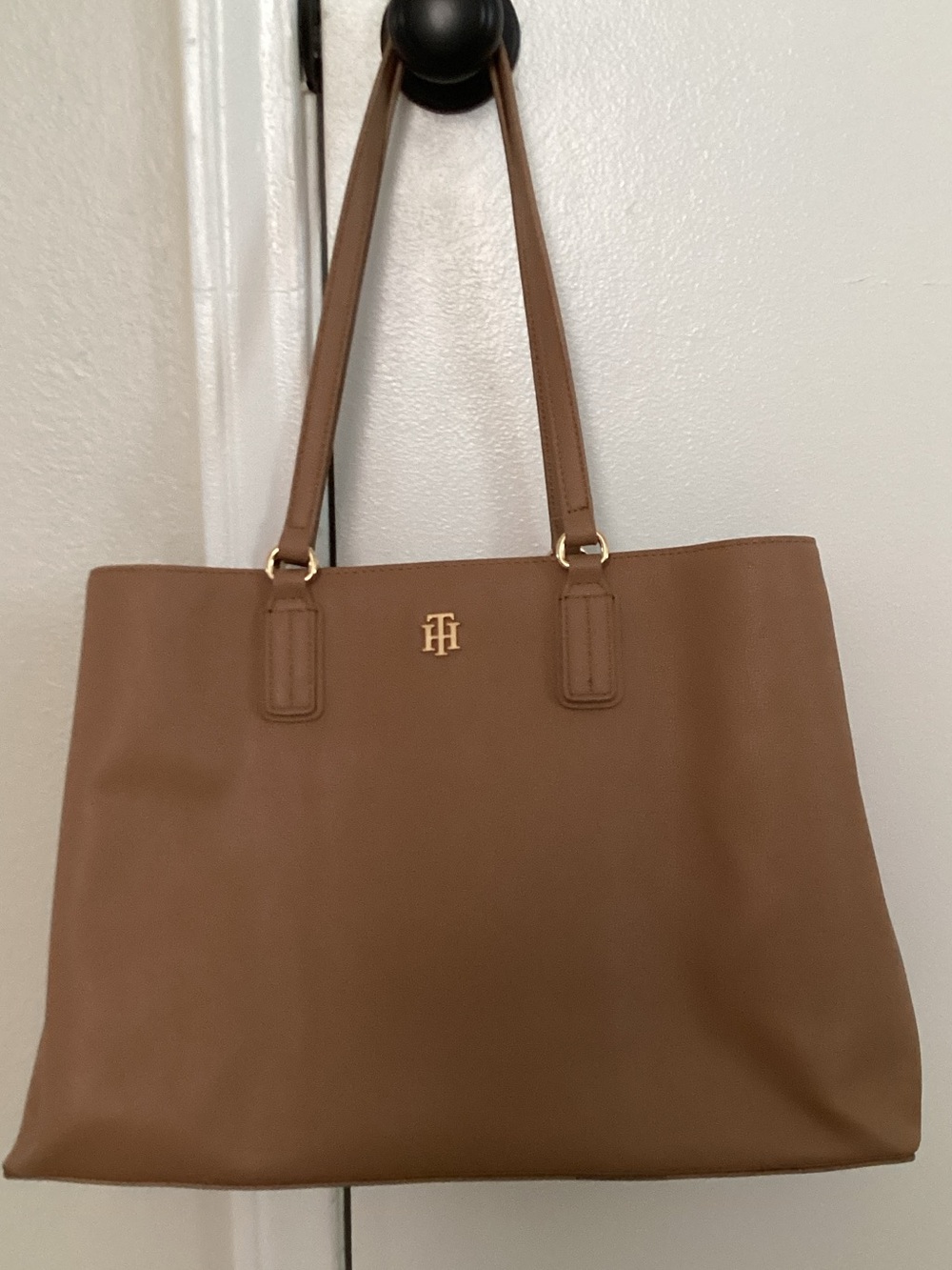 Tommy Hilfiger Brown Tote with Gold Logo